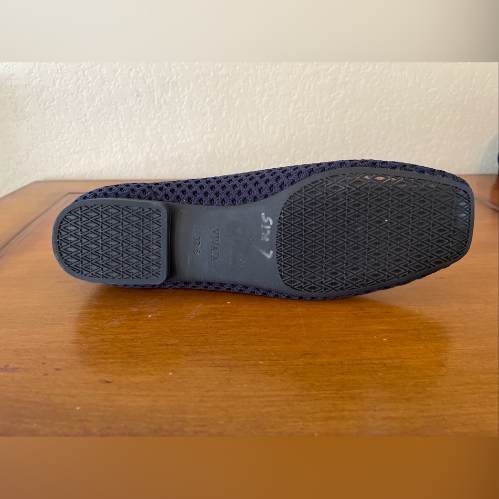 Vivaia Margot Square Toe V-Cut Flats Navy Knit Shoes Size 37.5 US Sz 7 VGC - Picture 6 of 14